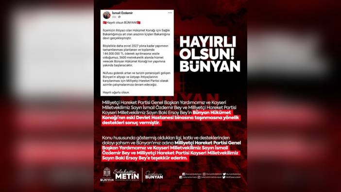 Bünyan Hükümet Konağı eski devlet hastanesine taşınıyor