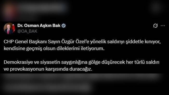 Bakan Bak, Özel'e Saldırıyı Kınadı