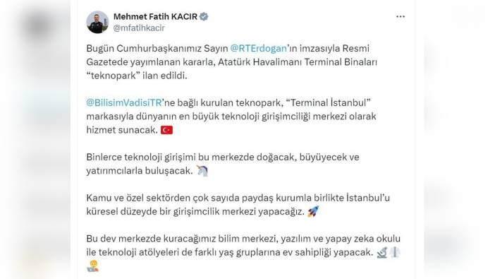 Atatürk Havalimanı terminal binaları teknopark ilan edildi