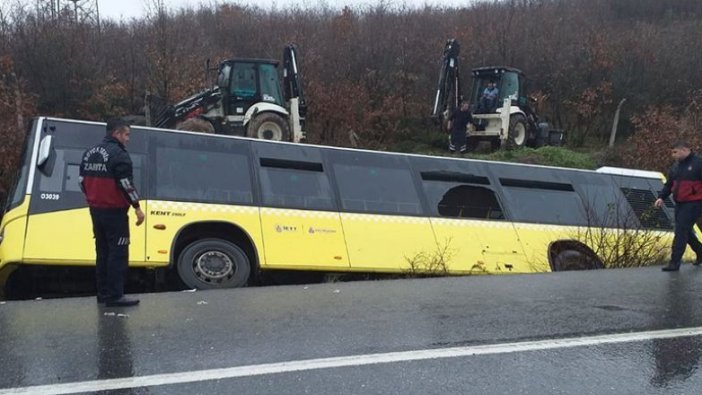 İETT otobüsü şarampole devrildi