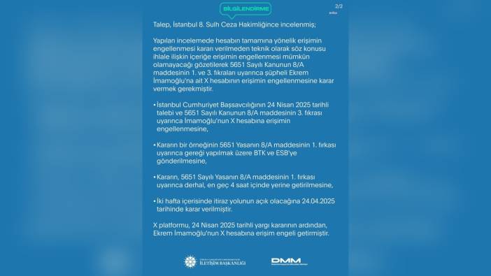 İmamoğlu’nun X hesabına erişim engeli