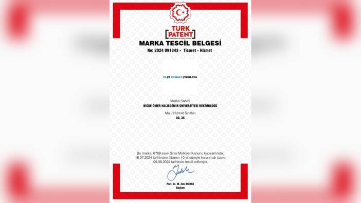 NÖHÜ'nün 'Elçi Elmalı Çikolata' Markası Tescillendi
