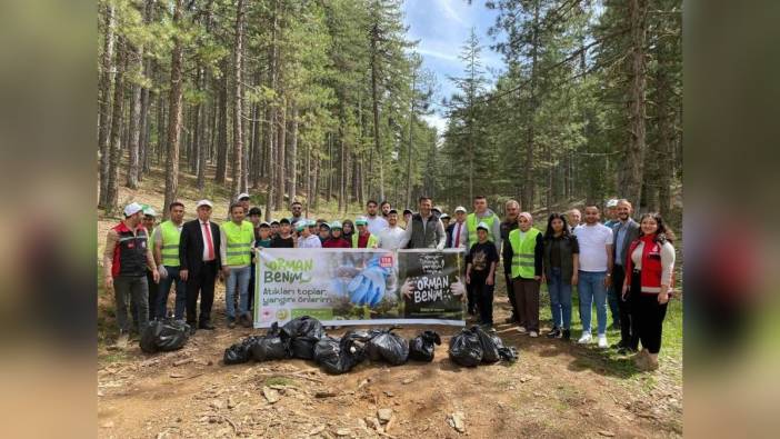 Saimbeyli'de orman yangınlarını önlemek için 150 kilogram atık toplandı