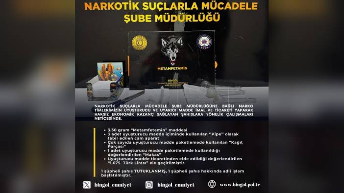 Bingöl'de uyuşturucu operasyonu: 1 kişi tutuklandı