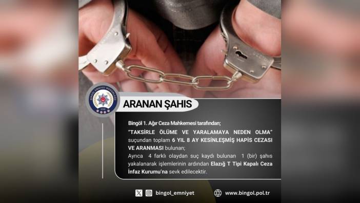Bingöl'de aranan şahıs yakalandı