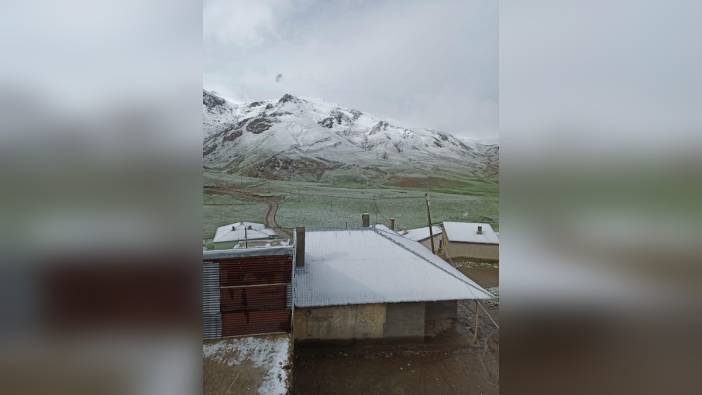 Van'ın Başkale ilçesinde Mayıs ayında kar yağışı: İspiriz Dağı beyaza büründü