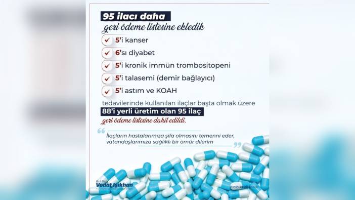 Bakan Işıkhan'dan sağlık müjdesi: 95 ilaç geri ödeme listesine alındı
