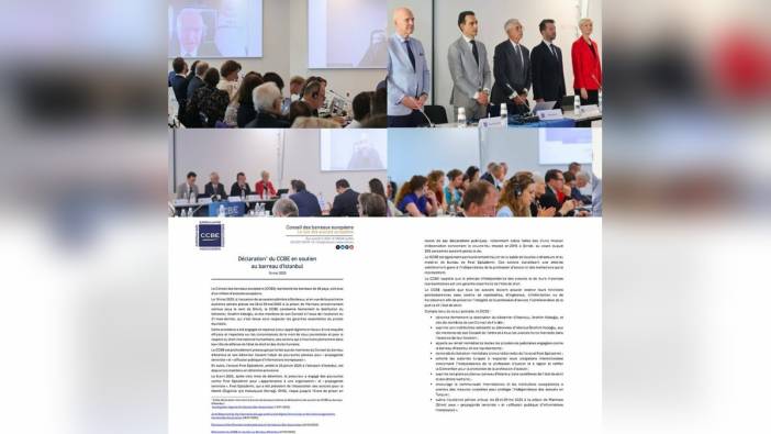 Avrupa Baroları ve Hukuk Birlikleri Konseyi'nden İstanbul Barosu'na tam destek