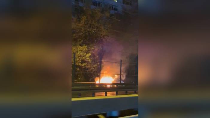 Mecidiyeköy'de otomobil yangını: D-100 Karayolu trafiğe kapandı