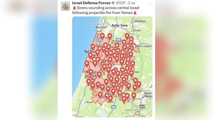 Yemen'den İsrail'e füze saldırısı: Hava savunma sistemi devreye girdi