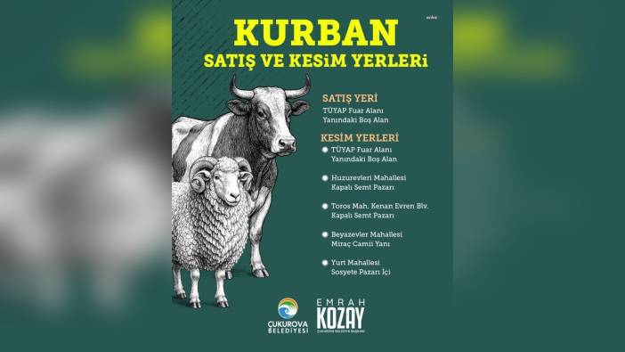 Çukurova Belediyesi kurban satış ve kesim noktalarını duyurdu