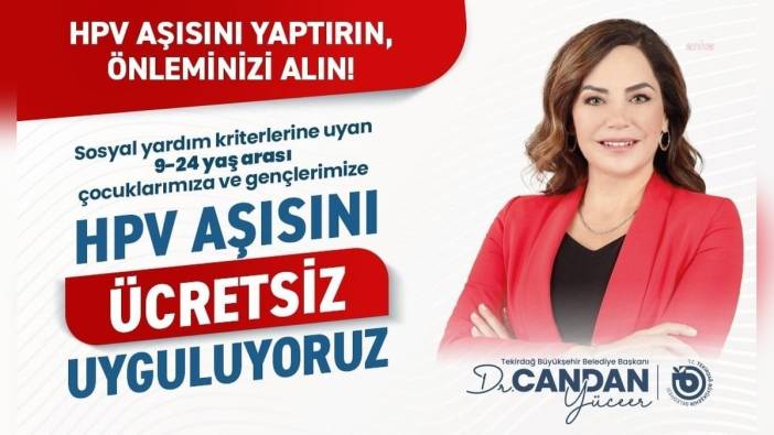 Tekirdağ Büyükşehir Belediyesi, 9-24 yaş arası çocuklara ücretsiz HPV aşısı yapacak