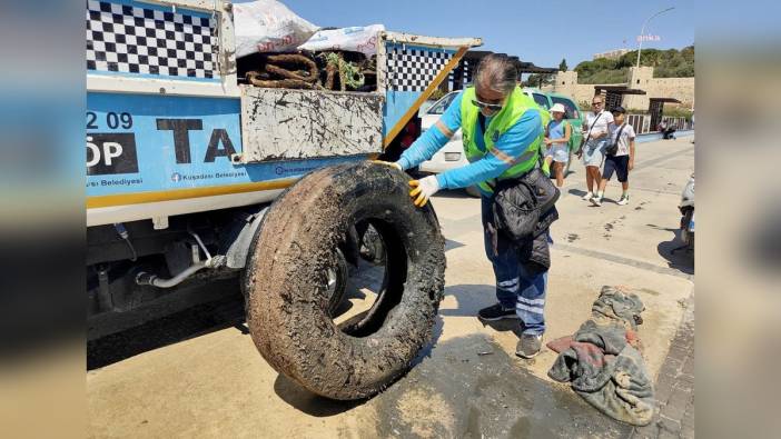 Kuşadası’nda deniz dibi temizliğinde 628 kilogram atık çıktı