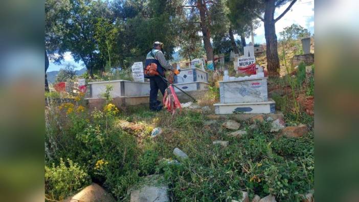 Karacasu Belediyesi, Alemler Mahallesi mezarlığını temizledi