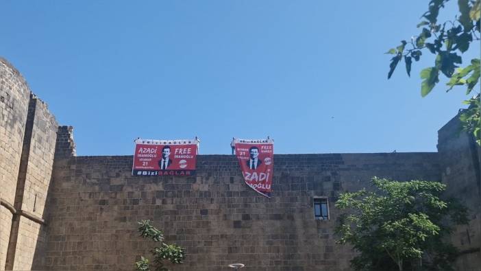 Diyarbakır surlarına Ekrem İmamoğlu pankartı asıldı