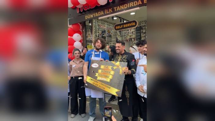 Bursa'da 11 metre börek yiyen Ali Kılıç, 10 gram altın kazandı