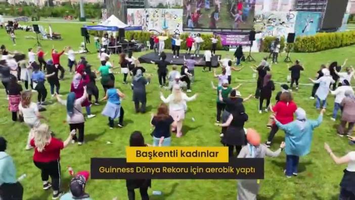 Ankara'da 500 kadın guinness rekoru için aerobik yaptı
