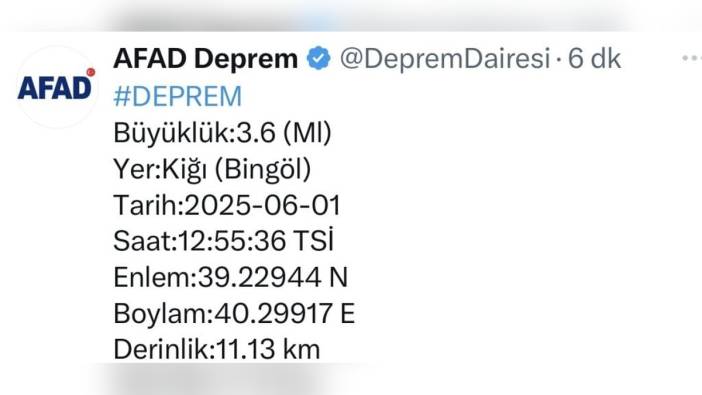 Bingöl'ün Kiğı ilçesinde peş peşe iki deprem: 4,4 ve 3,6 büyüklüğünde