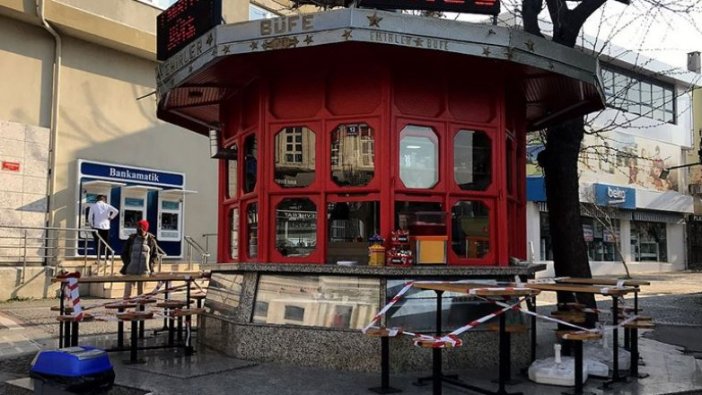 Büfeciden ikaz şeritli koronavirüs önlemi
