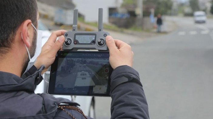 Sokağa çıkması kısıtlanan vatandaşlar drone ile denetlendi