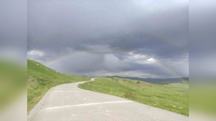 Göle'de yağmur sonrası gökkuşağı çıktı
