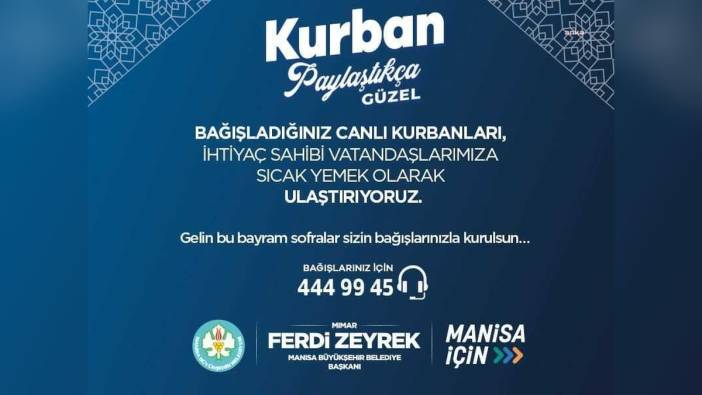 Manisa Büyükşehir Belediyesi'nden Kurban Bayramı bağış kampanyası