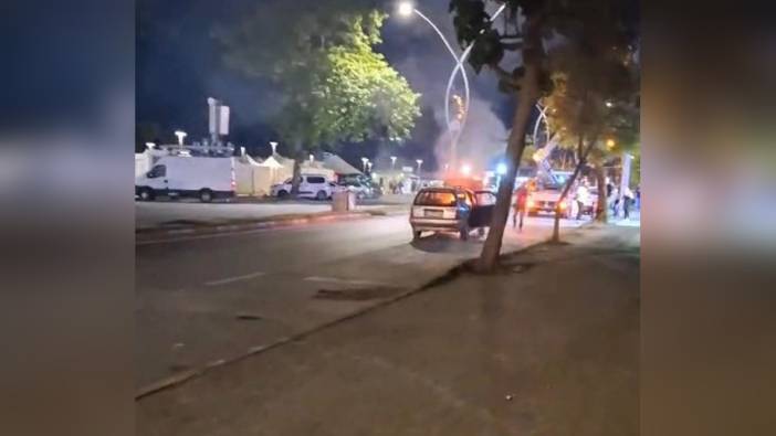 Karasu'da otomobil alev alev yandı