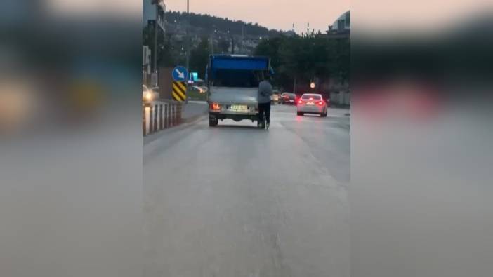 Bursa'da patenli gençten tehlikeli yolculuk