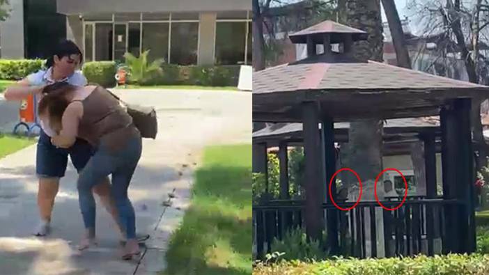 Kocasıyla buluşan kadını saçından sürükledi