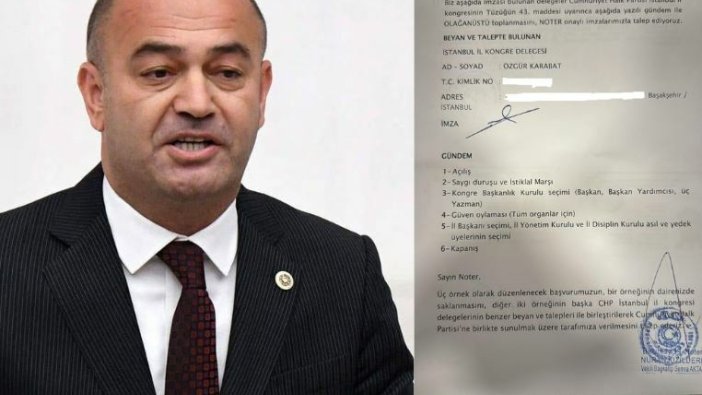 Özgür Karabat, CHP delegeleri olağanüstü kongre talebini noter huzurunda sundu