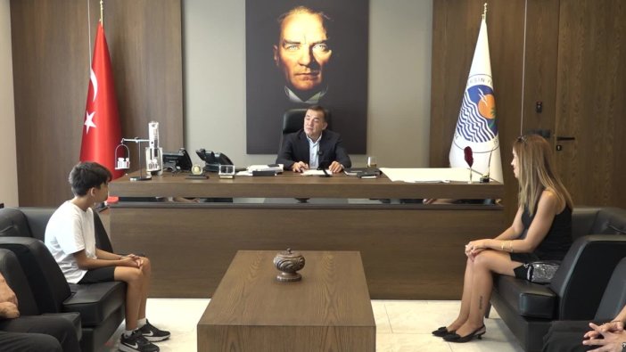 Minik çevreci Aras Kayretli, başkanla buluştu