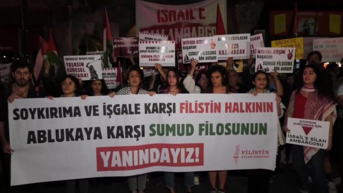 Beyoğlu'nda Filistin'e destek gösterisi