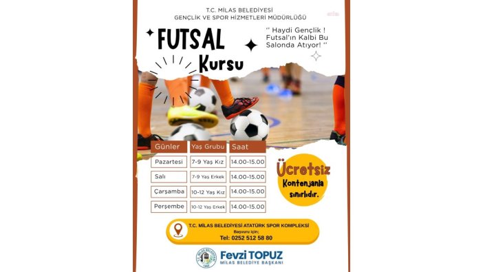 Milas'ta ücretsiz futsal kurslarına kayıt dönemi başladı
