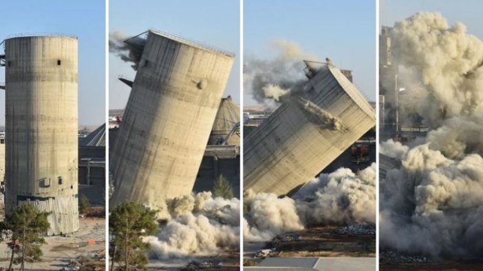 60 metreliki siloyu 8 saniyede enkaza çevirdi