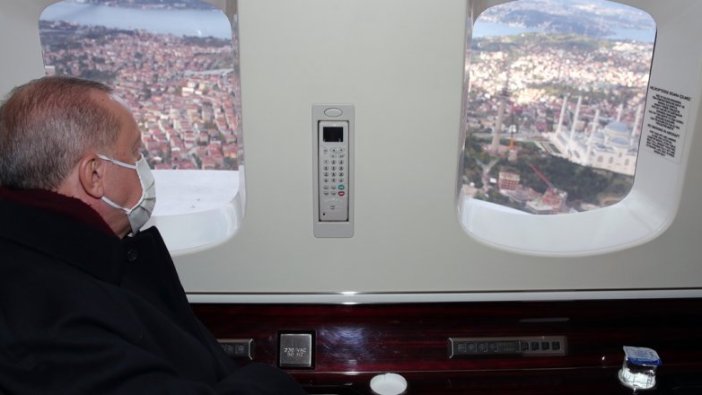 Cumhurbaşkanı Erdoğan, Çamlıca tepesindeki çalışmaları havadan inceledi
