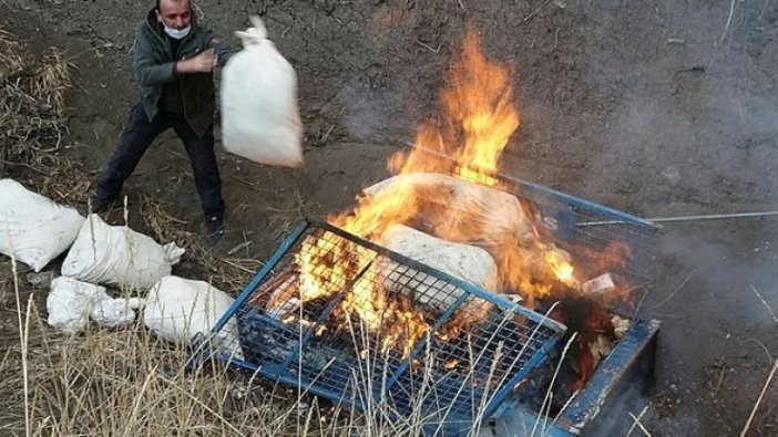 Çorum'da 327 kilogram uyuşturucu madde yakılarak imha edildi
