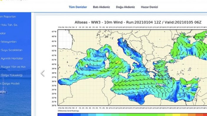 Denizcilerin ihtiyaç duyduğu tüm meteorolojik bilgiler tek sayfada toplandı
