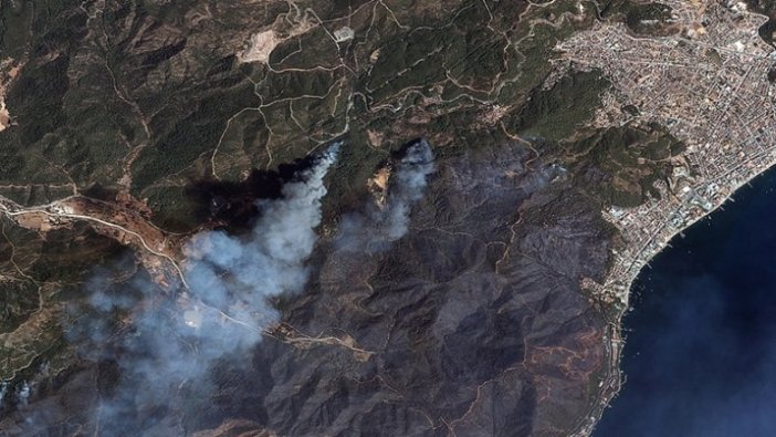 Göktürk uyduları, Manavgat ve Marmaris'teki orman yangınlarını uzaydan görüntüledi