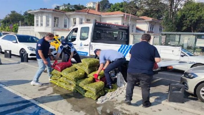 Sarıyer'de kaçak avlanan 1 ton midye ele geçirildi