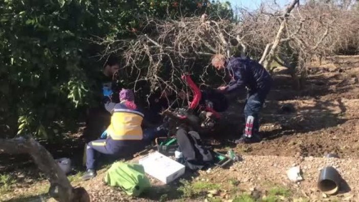 Ayağını çapalama makinesine kaptırdı, itfaiye ekipleri kurtardı