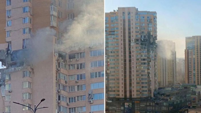 Çatışmaların 3’üncü gününde Kiev’de bir apartman isabet aldı