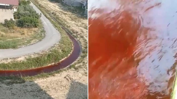 Kanaldaki suyun rengi kırmızı aktı! Mahalleli büyük korku yaşadı