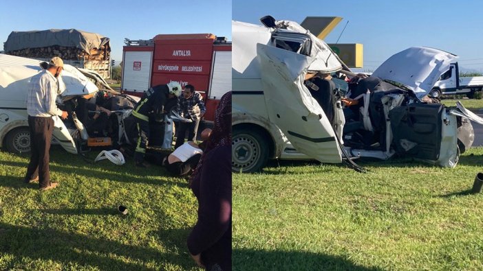 Antalya'da hafif ticari araç ile kamyon çarpıştı: 3 yaralı