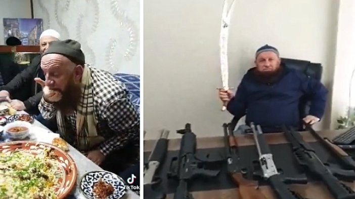 Elle yemek yiyen Rizeli başkandan otomatik silahlarla poz