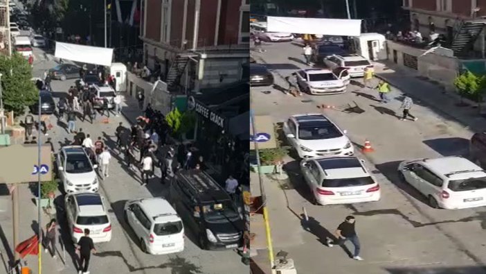 Taraftarlar sokak ortasında birbirlerine saldırdı