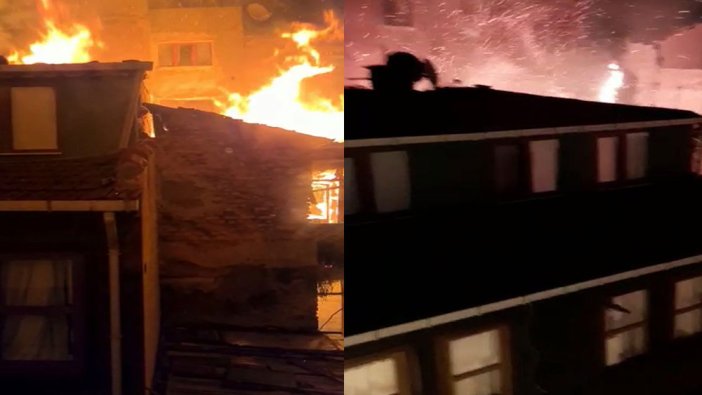 4 katlı bina alev alev yandı