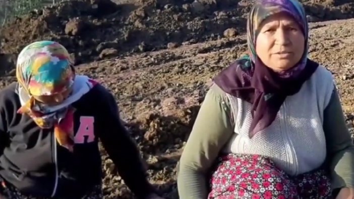 Örencik'te  tarım arazisine maden kepçesi