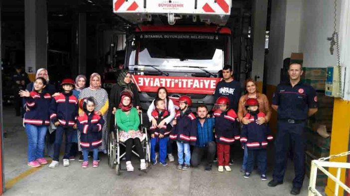 Engelli çocuklar yangın tatbikatında