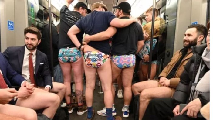 Gelenekmiş! Pantolonsuz metro yolculuğu yeniden başladı