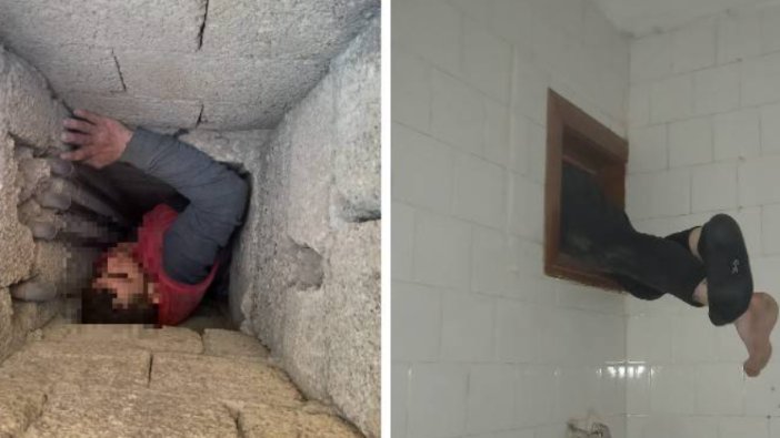 Bu kez şansı yaver gitmedi! Havalandırma boşluğuna sıkıştı